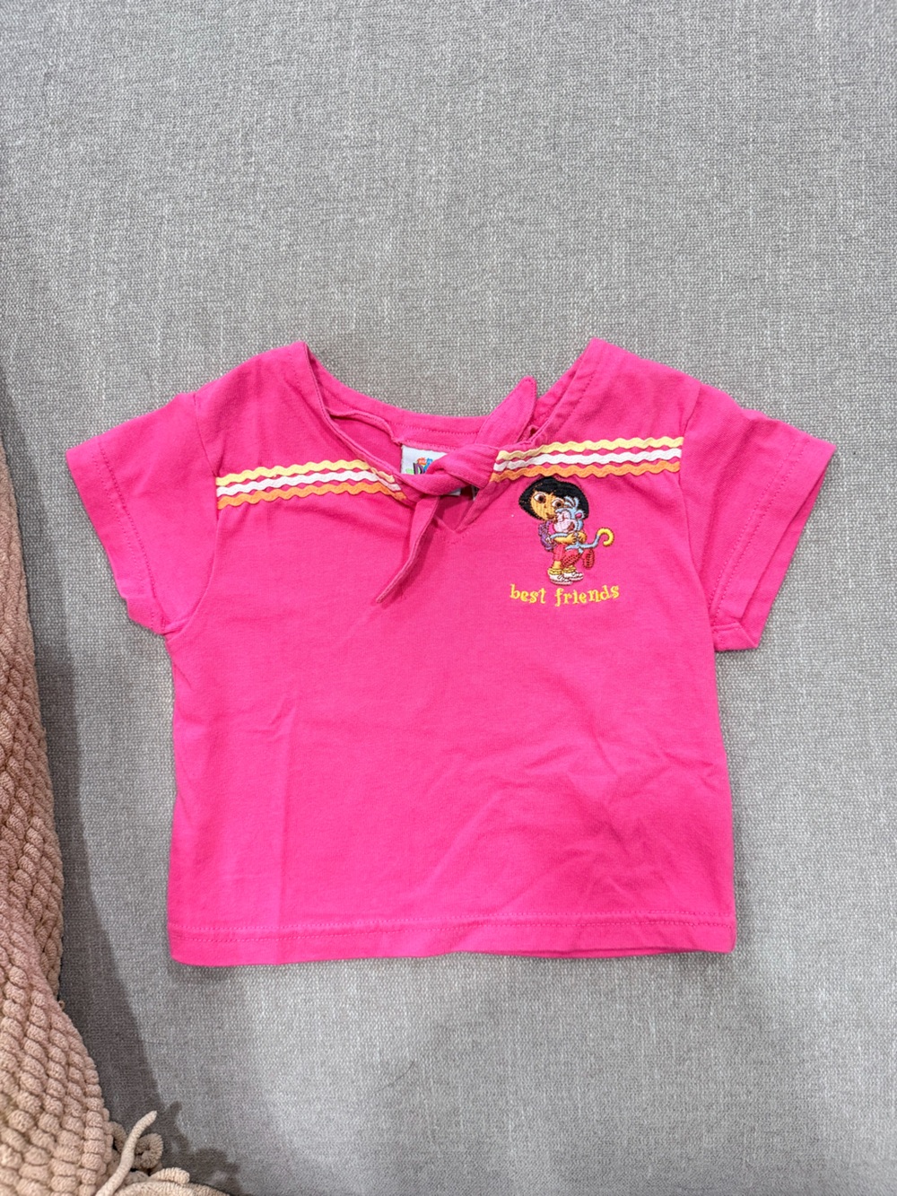 Vintage Y2K Dora The Explorer Toddler Girls Pink Tie Neck Tee Size 3T